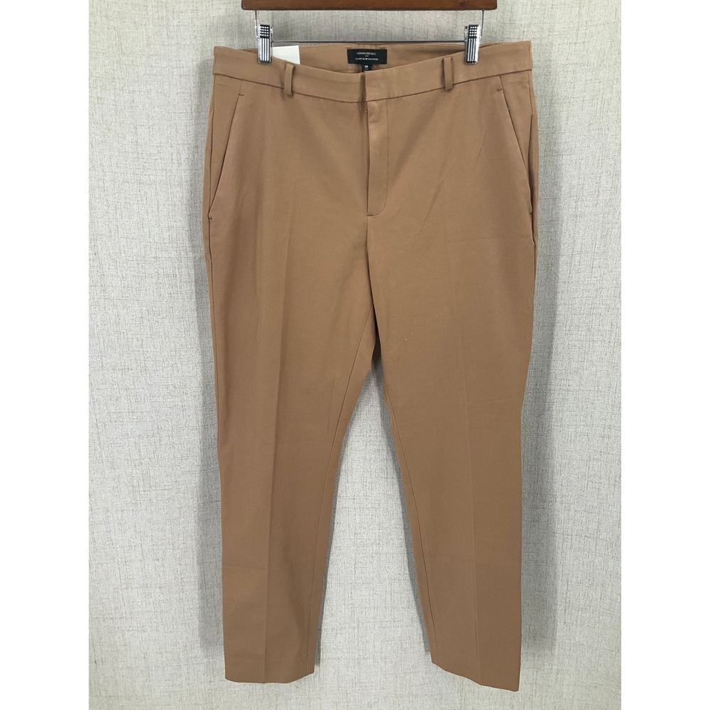 Banana Republic Sloan Ankle Pant Womens 16 Tall Camel Brown Slim High Rise NEW